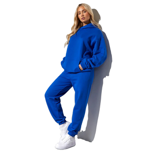 Conjunto de chándal de invierno para mujer de peso pesado de alta calidad Jogger con capucha de algodón personalizado con Top corto con logotipo frontal y sudadera - Product Image 4