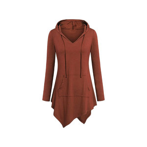 Sweat à capuche pour femme respirant tricoté couleur unie imprimé Logo Long hiver automne Style - Product Image 3