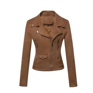 Veste en PU de haute qualité pour femmes, fabriquée en usine, pour l'automne et l'hiver, blouson, couleur unie, style cool, veste en cuir PU élégante pour femmes - Product Image 6