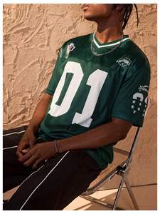 Maillot de football américain personnalisé pour hommes Graffiti Line Design Mesh Respirant Plus Size Maillot de football américain à manches courtes - Product Image 4