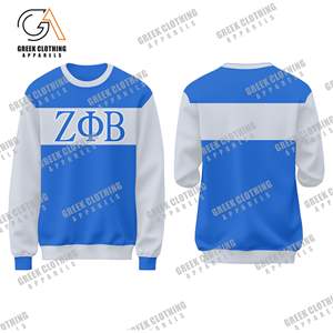 Sweatshirts pour hommes personnalisés col rond à manches longues bleu sororité Zeta Phi Beta votre propre nom Soror numéro Chenille Sweatshirts - Product Image 5