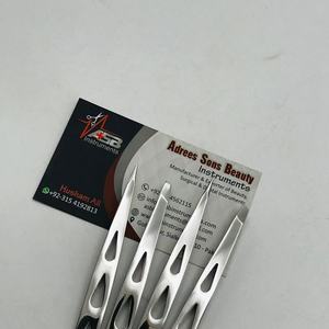 Pinces à épiler professionnelles durables en acier inoxydable de qualité chirurgicale, polies argentées, courbées, inclinées, pointues, marque ASB, pour le façonnage des sourcils - Product Image 2