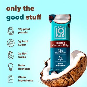 IQBAR Clean Plant <b>Protein</b> Bars - Toasted Coconut Chip - 12 Count - Product Image 4