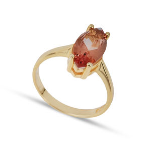 Marquesa forma sultanita CZ piedra anillo racimo anillo venta al por mayor joyería turca para mujeres 925 plata esterlina - Product Image 1