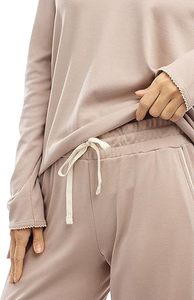 Conjunto de ropa de dormir con personajes de dibujos animados para mujer, tela de punto con cintura elástica para primavera, fábrica al por mayor - Product Image 4