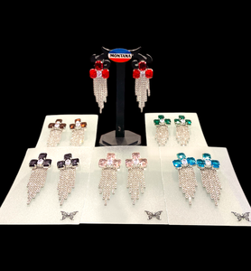 Boucles d'oreilles en diamant artificiel ornemental avec un éclat sophistiqué et un ajustement confortable pour les dames au prix de gros - Product Image 2