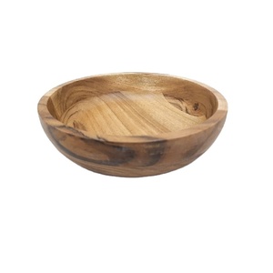 Bol de service moderne et élégant en bois rond Finition naturelle en bois d'acacia Bols de service faits à la main - Product Image 1