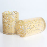 Pot de bougie en verre soufflé à la main de luxe personnalisé jaune tache de léopard 10oz 8oz verre clair vide avec couvercle pour la fabrication de bougies parfumées