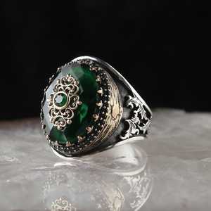 Anillo con motivo tradicional de piedra de ónix, anillo turco hecho a mano para hombre, anillo de joyería de plata de ley 925, venta al por mayor turca, joyería de plata - Product Image 4