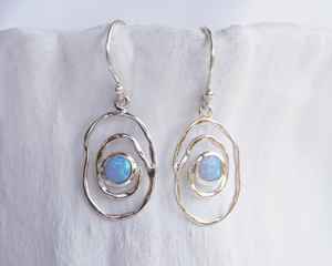 Silver Opal <b>Earrings</b>, Contemporary <b>Earrings</b>, Opal Gemstone <b>Earrings</b>, Sterling Silver <b>Earrings</b>, <b>Handmade</b> <b>Earrings</b>, Drop <b>Earrings</b> - Product Image 4