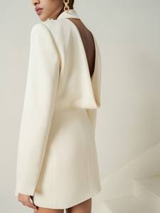 Blazer listo para enviar para mujer, chaqueta drapeada sin espalda Lya con bolsillos delanteros, ropa de mujer de tela ecológica Whiteant Vietnam - Product Image 5