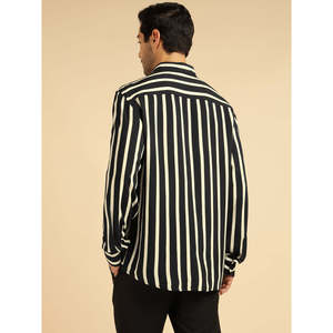 Amanush <b>Men's</b> Black And White Striped Formal Shirt Full Sleeve Turn-down Collar Smart Casual Spring Woven <b>Mens</b> Wear Shirts - Product Image 4