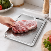 Planche à découper et à décongeler 2-en-1 en acier inoxydable antidérapante avec cœur en aluminium pour viande congelée, idéale pour la cuisine