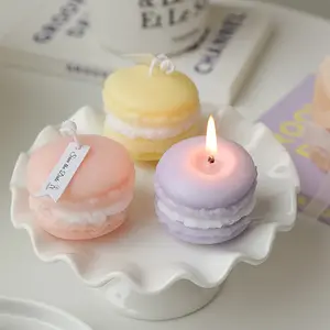 Mini bougies parfumées en forme de Macaron, marque privée, bougies à gâteau mignonnes faites à la main pour cadeau, décoration de la maison