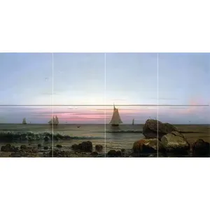 Papier peint mural de cuisine et salle de bain naviguant au large de la côte en marbre céramique pour dosseret de cuisine ou décoration murale de salle de bain - Product Image 1