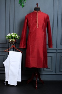 Pyjama Kurta en soie pour hommes indiens de superbe qualité élégant tenue de festival ethnique pour les fêtes Collection exclusive Pyjama Kurta - Product Image 3