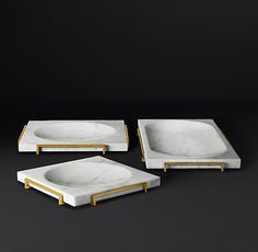 Dcanisters Venta al por mayor Personalizar Latón Tapa Borde Botes Bandeja Lujo Mármol Oro Borde Bloques Diseño - Product Image 2