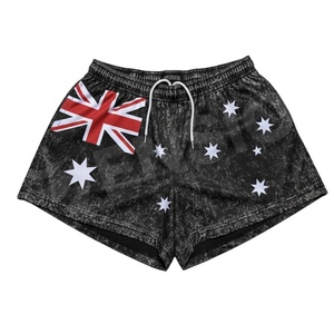 Custom Print Digital Print Breathable Quick Dry Australian Flag Farmer Outdoor Rugby Football Footy <b>Shorts</b> Zipper Pockets Unisex - Product Image 2