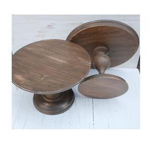 Ensemble de haute qualité de 3 supports à gâteaux en bois à plusieurs niveaux Top vente ustensiles de cuisson forme ronde PC plaque outil de décoration de gâteau à vendre - Product Image 3