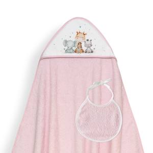 Ensemble Jirafa-Bicicleta+Baby Bib rose imprimé 1X1 MT. Serviette de bain pour nouveau-né en tissu éponge pour la salle de bain - Product Image 1