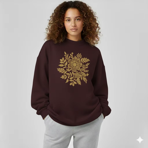 Sweat-shirt oversize imprimé à col montant pour femme, en polaire douce, pour l'hiver, l'automne et le printemps, style streetwear décontracté, avec badge et cristaux - Product Image 1