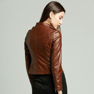 Chaqueta de cuero genuino para mujer, cálida, con forro de algodón, resistente al viento, transpirable, cómoda, abrigo de moda, estilo diario, ropa de abrigo ligera - Product Image 6