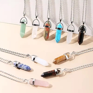 925 Sterling Silver 18K Gold Plated Double Side Hexagon Pendant Necklace <b>Red</b> Turquoise Amethyst Gemstones Classic Unisex Fashion - Product Image 4