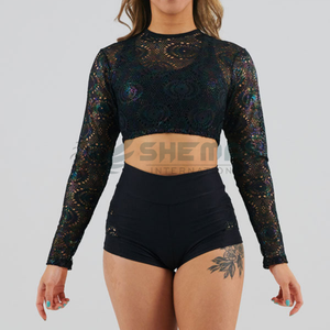 Traje de baile en barra elástico cómodo personalizado para niñas superior e inferior en colores personalizados para entrenamiento y competición - Product Image 6