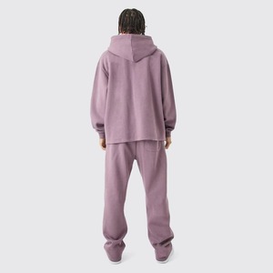 Survêtements personnalisés pour hommes, décontractés, unis, délavés à l'acide, à imprimé évasé, à capuche, à séchage rapide, en molleton de coton OEM, deux pièces, hiver - Product Image 3