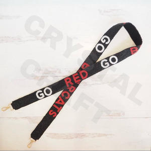 Go Red Go Sangles de sac personnalisées en or blanc avec perles de rocaille Hook Em Horns Accessoire à la mode Sangle perlée pour sac à main - Product Image 1