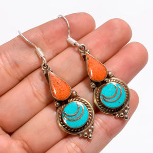 Pendientes de plata tibetanos hermosos de plata 925, joyería de plata antigua, proveedor de pendientes de plata de moda para mujer, joyería Vintage - Product Image 2