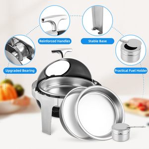 Chauffe-Plat Rond Allnice Factory en Acier Inoxydable avec Couvercle Roulant, Bain-Marie Professionnel pour Buffet et Restauration Hôtelière avec Fenêtre en <span class=keywords><strong>Verre</strong></span> - Product Image 4