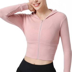 Women's Winter Hooded Crop Top Hoodie 100% Cotton Streetwear Front Logo Eco-Friendly Breathable Gym Wear Pakistan Manufacturer - Product Image 5
