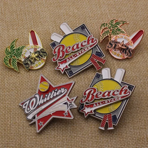 Pins de intercambio de béisbol personalizados al por mayor, insignias de esmalte suave y duro con purpurina, pin de solapa de metal personalizado para equipos de sóftbol, para deportes, a granel - Product Image 2