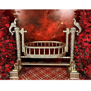 Palna Jhula decorativa para bebé para Namkaran y Pooja Indian Royal Peacock Baby Cradle Indian Handcraft Alemania Silver Swing USA - Product Image 1