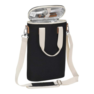 Bolsa Enfriadora de Vino Aislada de Poliéster a Rayas, Fabricada en Fábrica, para 2 Botellas, Ideal para Picnic, Viajes al Aire Libre y Fiestas - Product Image 1