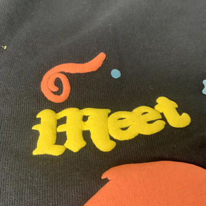 High Quality Wholesale Black Cotton Sweat Shorts Puff Print Eco-Friendly Casual Outer Wear Custom Logo Breathable Solid Pattern - Product Image 6