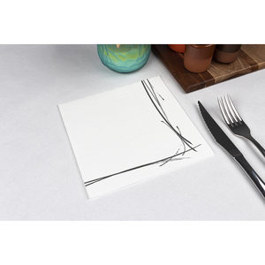 Serviettes de table blanches 38x38cm imprimées Orla Point-to-Point, 50 pièces, 24 paquets, B2B - Product Image 1