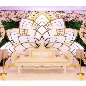 Lujo más nuevo Golden Monet boda telón de fondo Golden Lotus Monet Prop para boda Venta caliente Metal Lotus telón de fondo para boda - Product Image 1