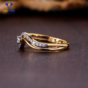 Lab-Stone Party Wear Bague en diamant 0.237 TDW Diamant taille ronde Or jaune Couleur EF-VS - Product Image 3