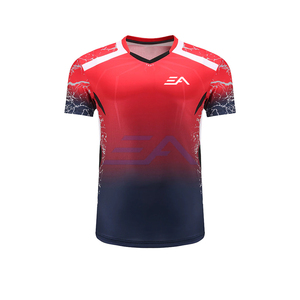 Tenues de sport de dernière génération, respirantes, à manches courtes, uniformes de tennis, impression personnalisée, couleur unie en stock - Product Image 2