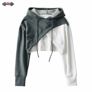 เสื้อครอปมีฮู้ดแขนยาวสำหรับผู้ชายเสื้อครอปแบบสวมหัวมีสไตล์ INS เลือก300gsm ฤดูหนาว - Product Image 4
