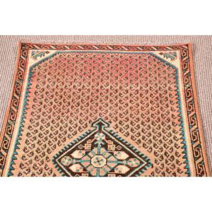 Turkish Vintage Rug 2.4x9 ft, <b>Brown</b> Floral <b>Wool</b> Rug - Product Image 5