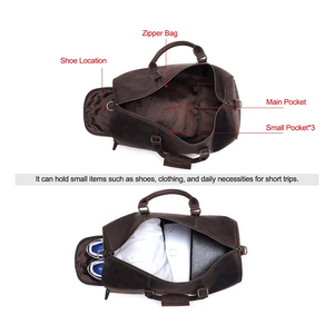 Bolso de Lona de Cuero Genuino para Hombre y Mujer, Bandolera de Hombro de Negocios de Viaje Corto, Marrón y Negro, Vintage - Product Image 3