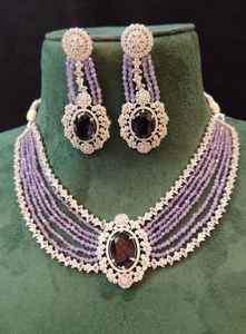 Ensemble collier et boucles d'oreilles plaqué or de qualité supérieure, rouge royal, pour soirée, bijoux tendance - Product Image 2