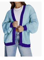 NOUVEAUTÉ DIRECTE D'USINE DU BANGLADESH – CARDIGANS LONGS ET LAMINÉS POUR FEMMES, SURDIMENSIONNÉS, À LOGO PERSONNALISÉ, À OUVERTURE FRONTALE, EN TRICOT