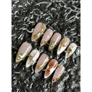 Ongles press-on Golden Rose Elegance, design élégant pour nail art - Product Image 2