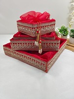 Panier-cadeau traditionnel indien de style Rajasthani avec fermeture en filet, magnifiques plateaux Shagun pour les cadeaux de fruits secs, les faveurs de mariage