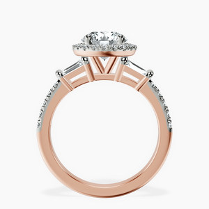 Anillo Halo en Cascada con Diamante Cultivado en Laboratorio, Oro Rosa de 14K, 0.50 Ct en el Centro, Color EF, Claridad VS1, 0.88 Ct en Piedras Laterales, Aspecto de Halo en Cascada - Product Image 3