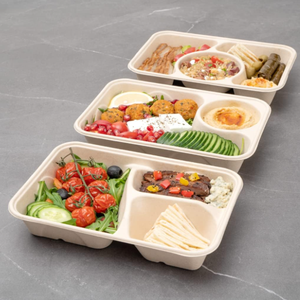 Plateau à 5 compartiments Capacité de 530ml Entièrement passe au micro-ondes Top Résistant aux fuites Vaisselle jetable compostable Vaisselle - Product Image 5